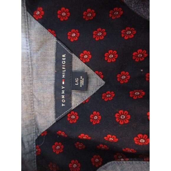 Tommy Hilfiger Button Up Women's Top Size L Long Sleeve Blue Floral - Picture 3 of 5